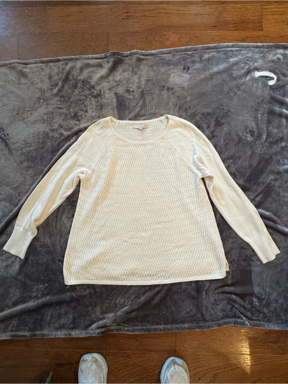 LOFT Cream Textured Knit Sweater Size XL